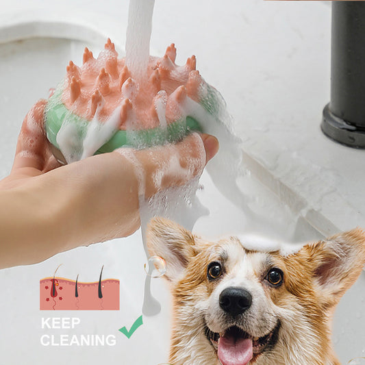 Incredibly Soft Dog Washing Comb Buil-In Soap Dispenser