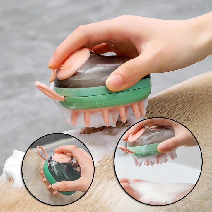 Incredibly Soft Dog Washing Comb Buil-In Soap Dispenser